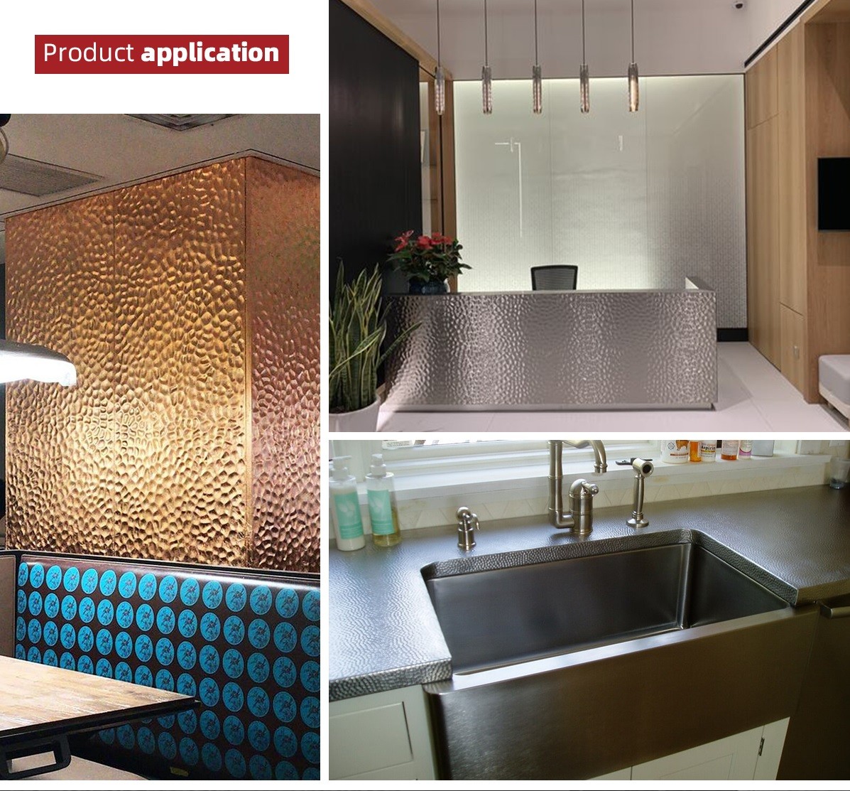 Silver Metal Sheet Hammered Texture Finish Decorative Stainless Steel Wall Panels and Ceiling Cladding