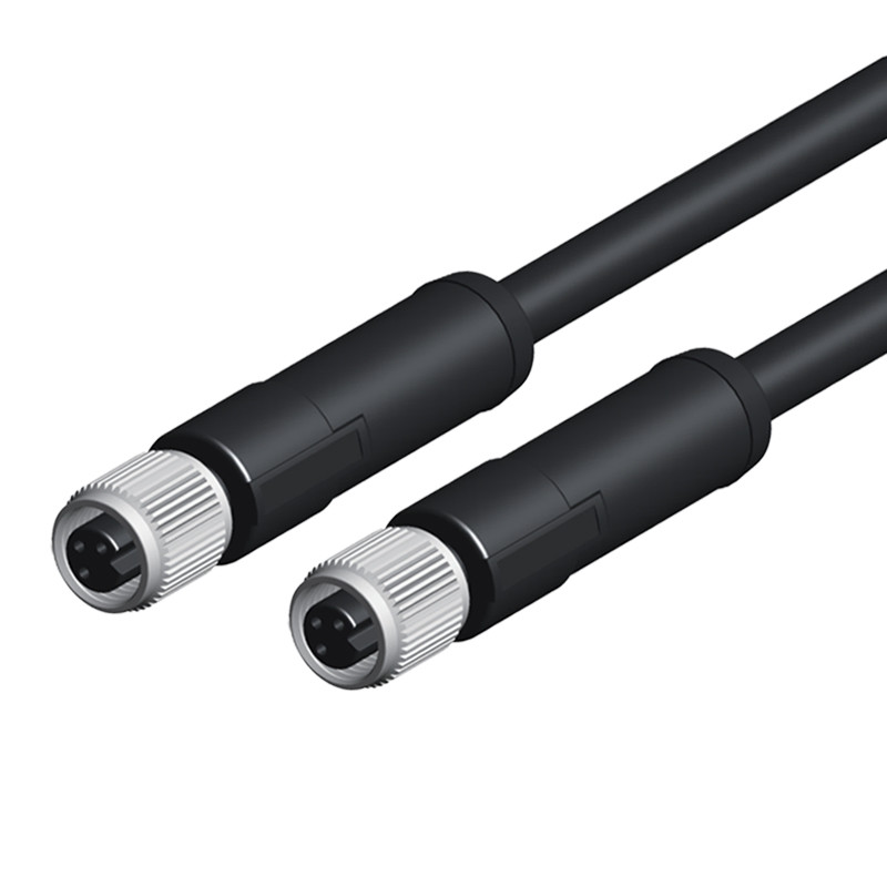 M5 Waterproof 3 Pin Male Female Connector Left / Right Angle Molding Cable Assembly