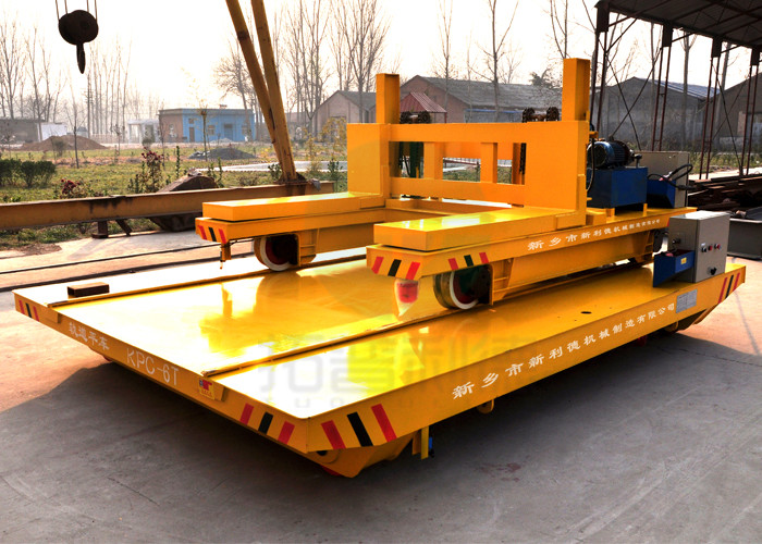 High temperature conductor rail power billet transfer cars on arc-shaped rails