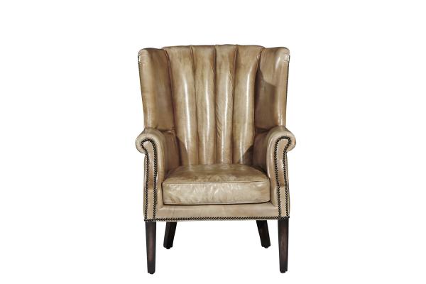 Buy cheap Wooden Legs Leather Wingback Chair , High Back Living Room Chair Water Wash Leather from wholesalers