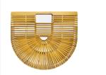 Ins Popular Women Charcoal Rattan Bamboo Clutch Bag , Open Closure Bamboo