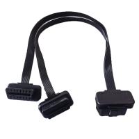 Buy cheap Car Male To Dual Female OBD2 Y Cable Elbow Extension Flat Thin Noodle product