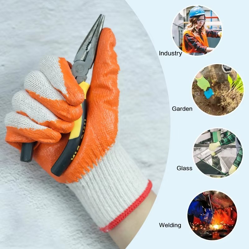 Wholesale Price Cotton Latex Coated Glove Industrial Hand Protective Work Safety Gloves for Construction