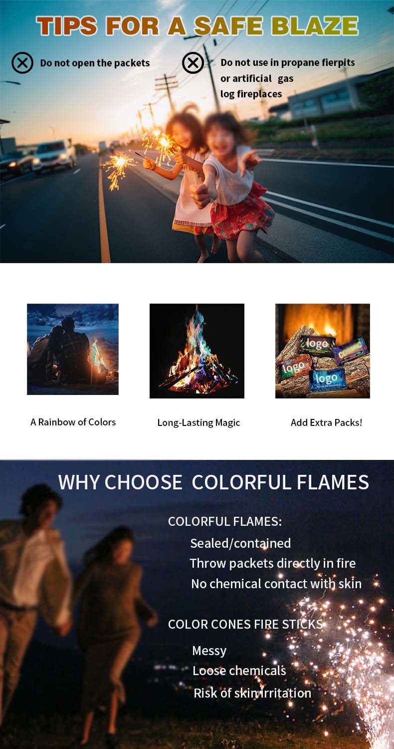 Mystical Effect Magic Powder Vibrant Colored Flames Bonfires Camping Fireplaces Christmas Parties New Year-a Fireworks