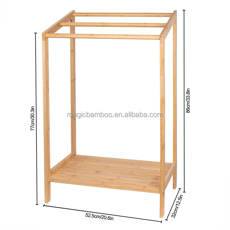 Customized Color 3 Tier Freestanding Bamboo Towel Holder for Bathroom