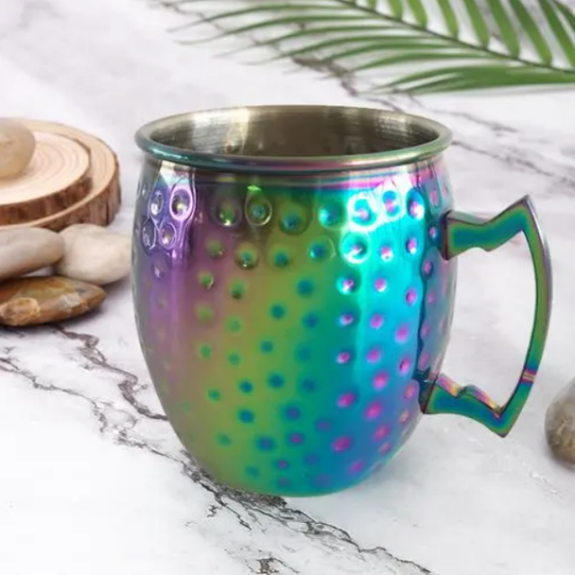 Hot Sell 65ml Moscow mule mug cocktail hammer rainbow-plated cup