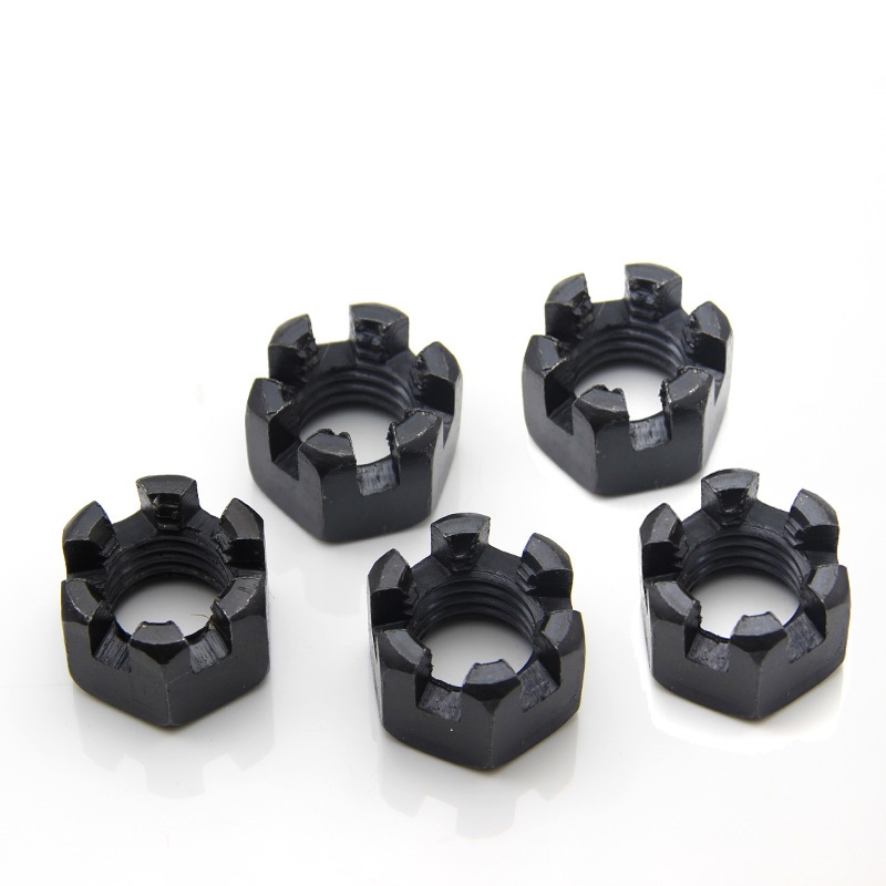 Precision Nonstandard Parts OEM Service Fine Toothed Slotted Nut Black Finish