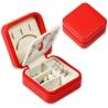 Buy cheap 10x10x5cm High quality PU Leather Red Travel Jewelry Case with holiday gift wrap for girl from wholesalers