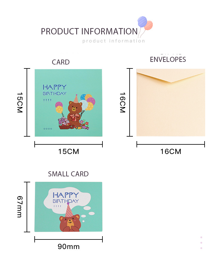 Laser Cut 3d Gift Pop Greeting Cards Cartoon Bear Birthday Cake
