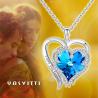 Buy cheap 0.79x0.98in Double Heart Cross Necklace Austrian crystal Blue Crystal 925 Sterling Silver from wholesalers