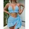 Buy cheap Slim Bikini Three Piece Swimwear Tether Pleated Skirt Three Piece Bathing Suit from wholesalers