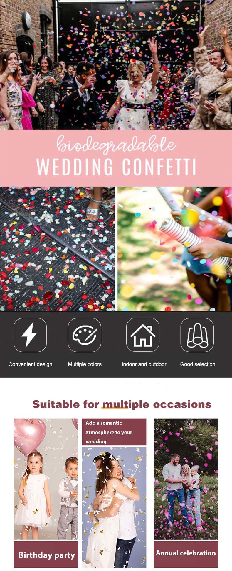 Wholesale Wedding Confetti Popper Colorful Confetti Cannon for Festival Party Decorations