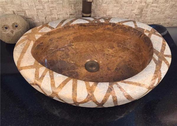 Buy cheap Marble Natural River Stone Vessel Sink / Stone Lavatory Sinks 40x40 CM from wholesalers