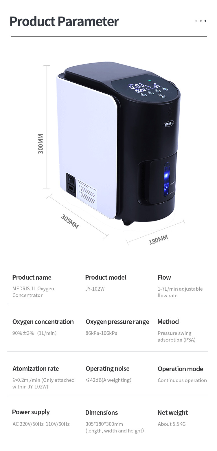 7L High-Efficiency Filtered Compressed LCD Display Portable Home Hospital Grade Oxygen Generator