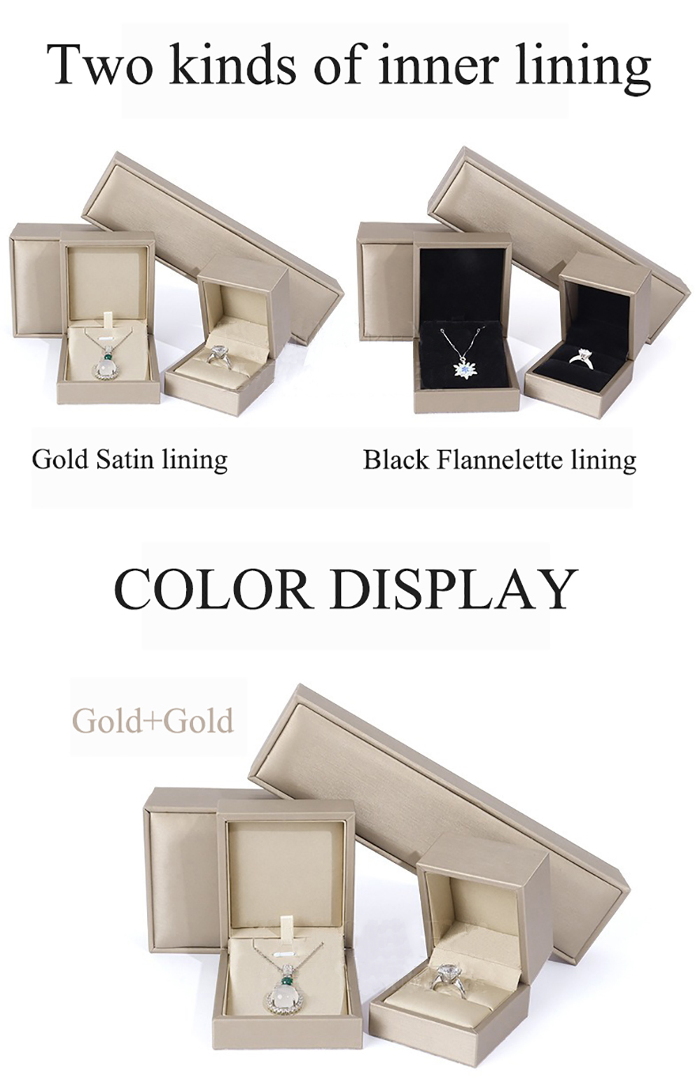 PU Leather Fabric Gold Ring Packaging Box Customized With Statin Lining