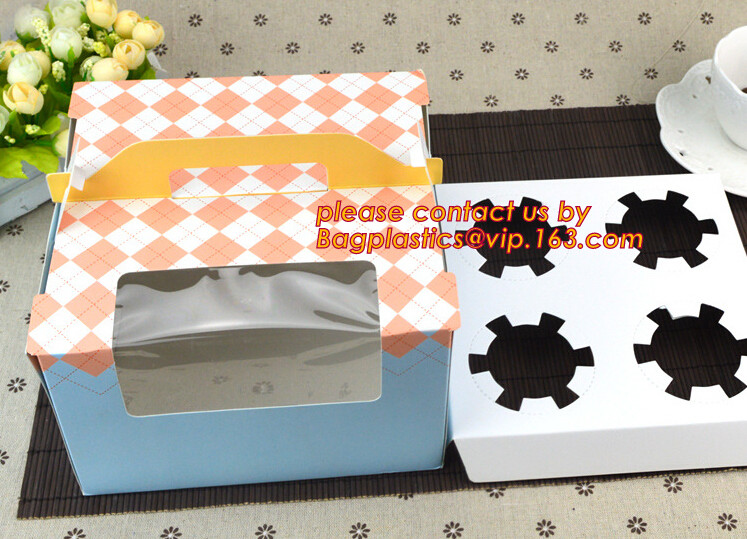 economy Cupcake Box White Window Cake Box customized Wedding Cake Box,6inch in stock PET Plastic Clear birthday Cake Box