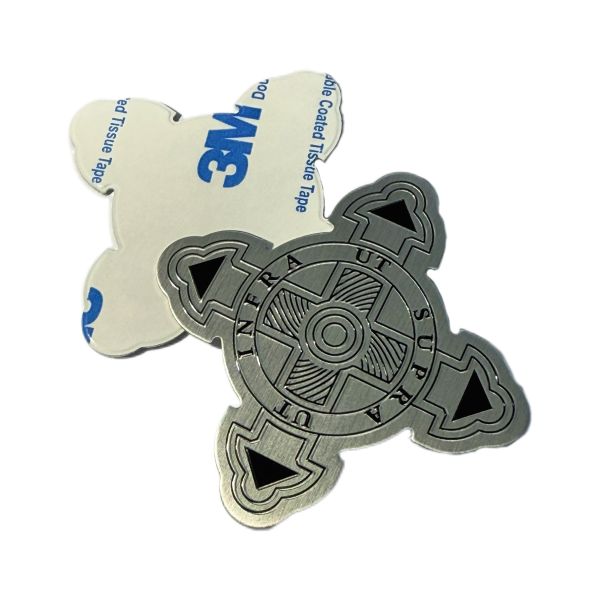 Abrasion Resistant Custom Embossed Nameplates Permanent Adhesive Brushed Aluminum Nameplate Durable