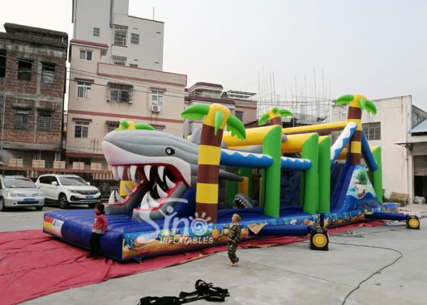 Buy cheap Outdoor Commercial Jungle Shark Inflatable Obstacle Course For Kids And Adults Fun from wholesalers