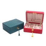 Multifunction Diamond Grain Jewelry Storage Box Leather Jewelry Organizer With