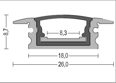 W18mm PC Cover 6063 T5 Recessed LED Channel For waterproof linear lighting