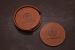 Circular Fancy Stationery Items PU Leather Coasters For Home / Office / Cafe