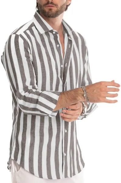 High Quality Slim Striped Shirt Long Sleeve Large Size Color Plus Size Summer