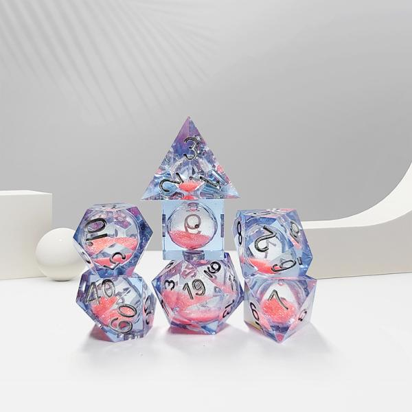 Buy cheap Pink Flow Sand Blue Crystal Resin Dice Multi Sided Handmade from wholesalers