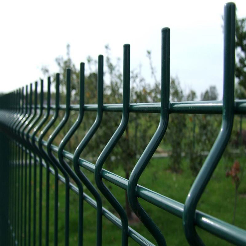 Square Hole Welded 3d Wire Mesh Fence Peach Type Column Anti Theft Guard Rail