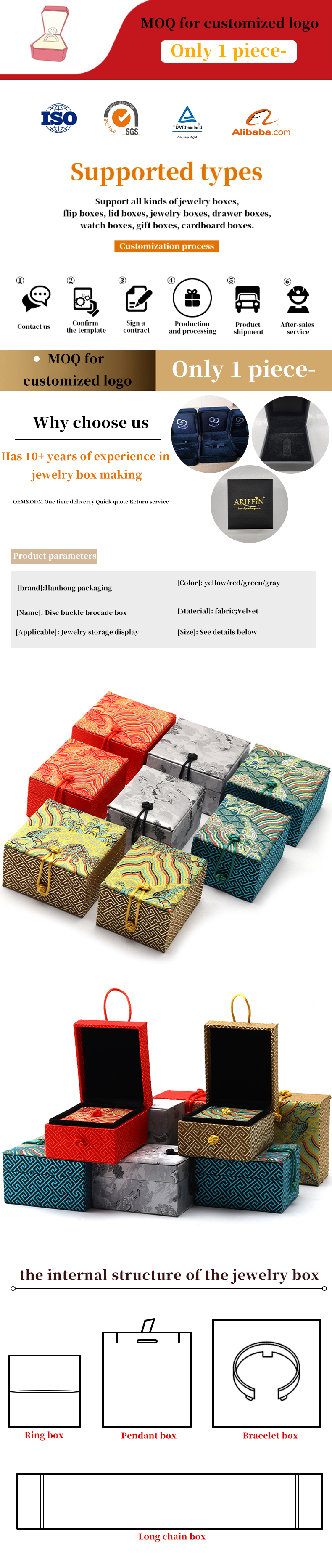 Handmade Velvet Jewelry Boxes Material Chinese Style Red Necklace Pendant Storage Box