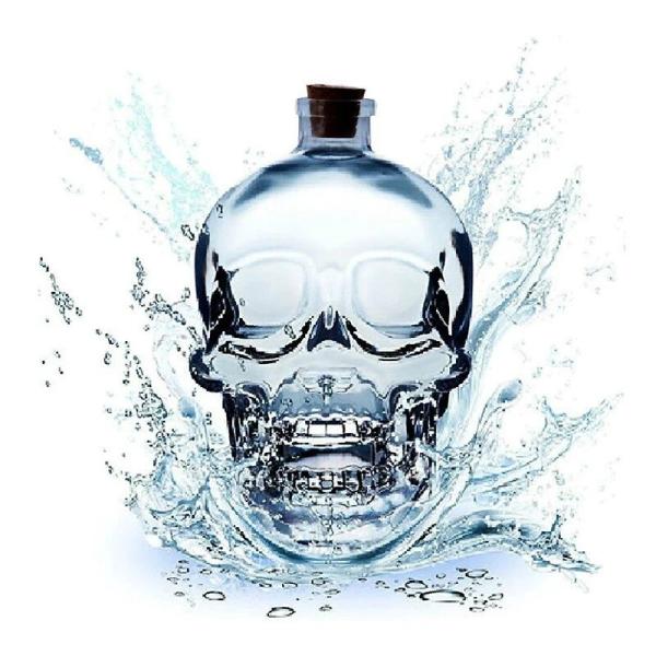 Newest Industrial 500ml Super Flint Glass Skull Vodka Bottle with Sealed