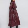 Buy cheap Wine Red Trench Women′s Slim Motorcycle PU Leather Coat Long Slim with Belt Women′s Leather Trench Coats from wholesalers