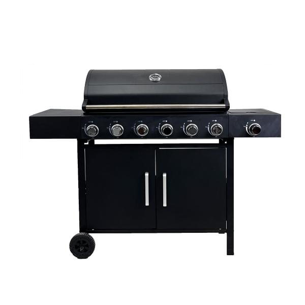 Customized Logo Acceptable 6 Burner Steel German Gas Trolley BBQ Grill for