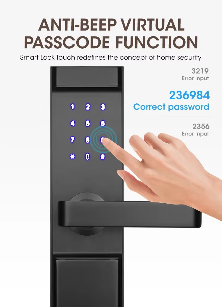 Black TTlock Digital Door Lock 35mm - 55mm Hotel Digital Door Lock