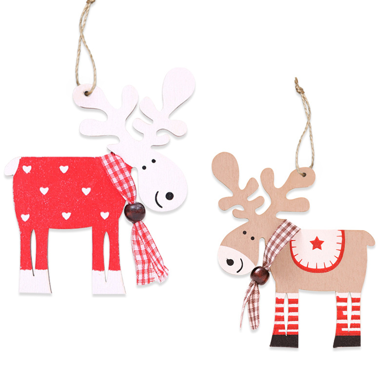 New Christmas style small decorations atmosphere pendant High quality wooden materials