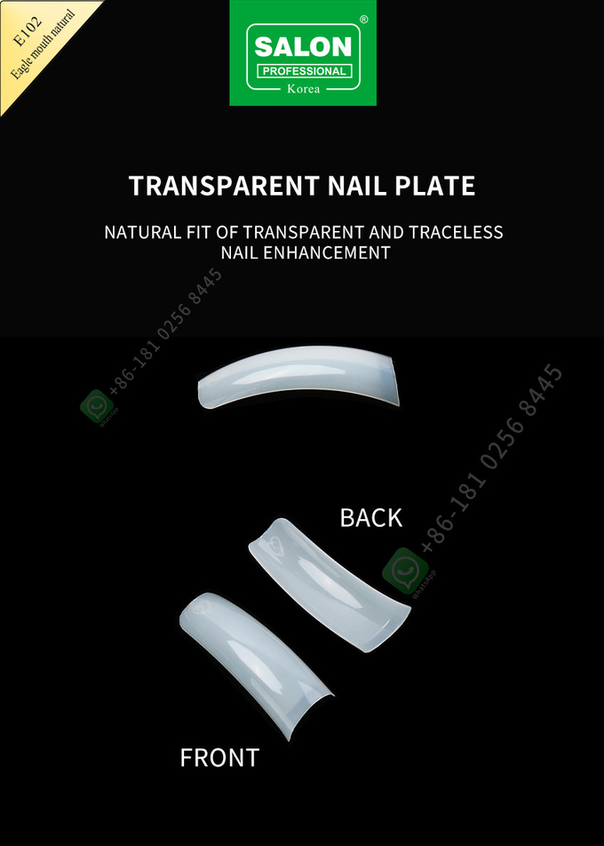Fake Nail Full Cover Natural ABS Eagle Mouth Clear In 12 Sizes For Nail Salon