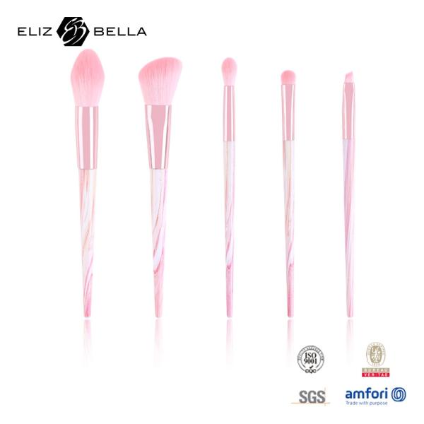 Buy cheap 5pcs Pink Ferrule Plastic Makeup Brushes Synthetic Hair Vegan Personalized Custom Logo from wholesalers