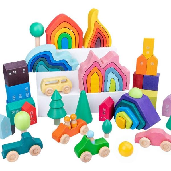 Buy cheap Coral Earth Wooden Blocks Toys Wood Rock Set Balancing Blocks Natural Wood Toy from wholesalers