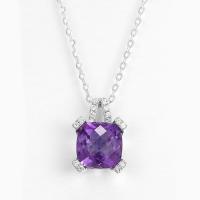 Buy cheap 10mm 925 Silver Gemstone Pendant Rhodium Plated Purple product