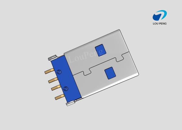 Buy cheap 3.0 USB connector 4PIN AF SMT BLUE BOTH SIDES FIXED PIN IS STRAIGHT FOOT Gold-Plated from wholesalers