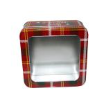 Merry Christmas Holiday Tins Square Tin Box With Clear Window Decorative Tin