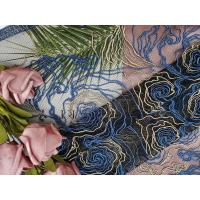 Buy cheap Polyester Blue Floral Embroidered Lace Fabric For Garment Brands product