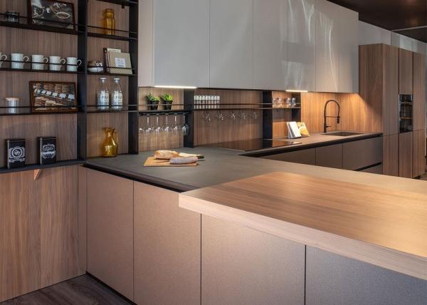 Buy cheap 2800mm Modern Aluminum Door Dark Brown Modern Kitchen Cabinets from wholesalers