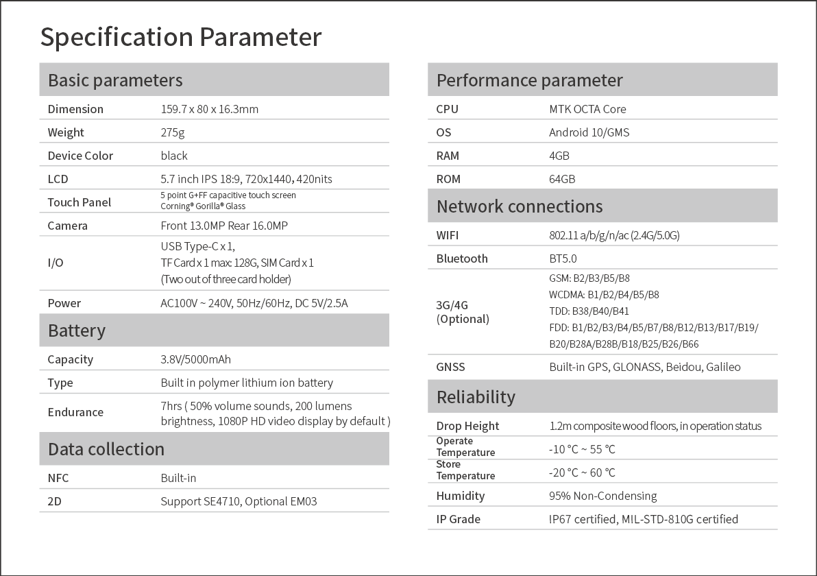 Direct Handheld PDA Wireless Terminal Definition Large Screen Customization 64GB ROM