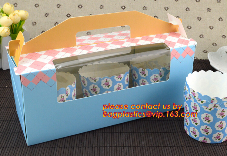 economy Cupcake Box White Window Cake Box customized Wedding Cake Box,6inch in stock PET Plastic Clear birthday Cake Box