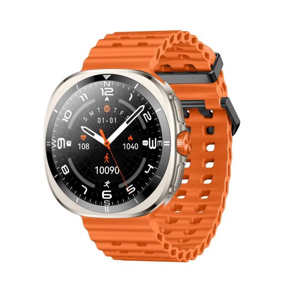KW298 Zinc Alloy Round Shape Smart Watch Black Orange Stylish Big Round Face