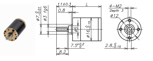 Copper Planetary Drive Gearbox 16mm Diameter 10000RPM Speed CCW