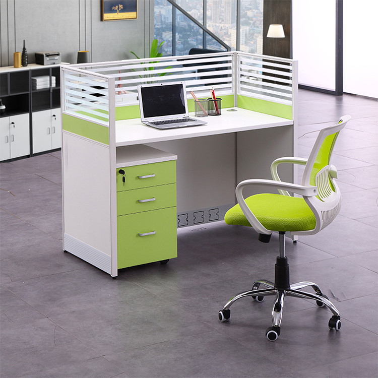 Green Call Center Office Cubicles Workstation Thickness 30mm