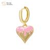 Buy cheap Women 14k Gold Plated Drop Earrings , Colorful Enamel Heart Pendant Hoop Earrings from wholesalers