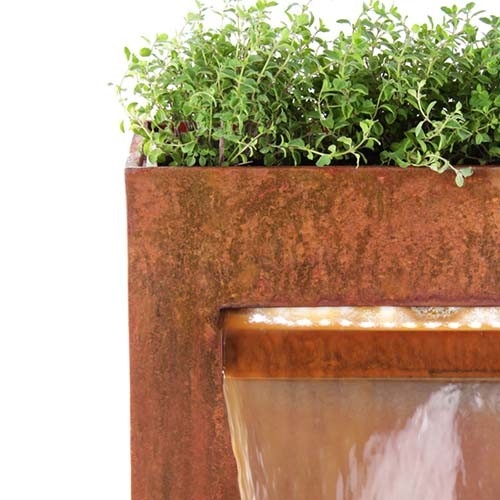 Multifunctional Corten Steel Waterfall Metal Garden Ornaments Water Feature with Planter