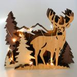 Desktop Decor Wood Carved Elk Decor Elk Statue Wood Deer 3D Multi-Layer Animal